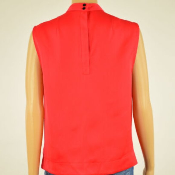 Rachel Rachel Roy Red Sleeveless Bow Pleated Top Size L - Picture 2 of 5